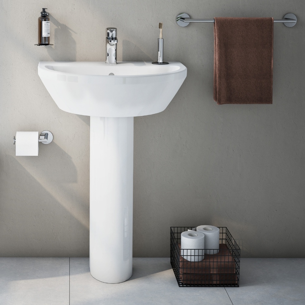 VitrA Integra Round 600mm x 470mm Pedestal Basin Lifestyle 1